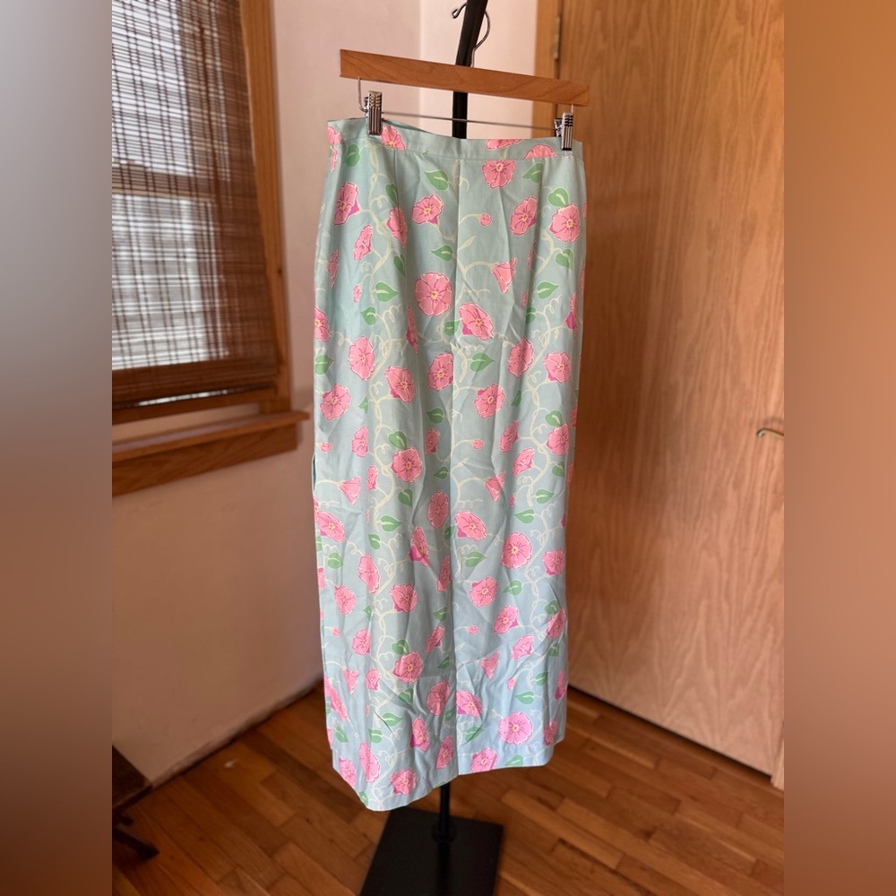 Lilly Pulitzer Maxi Skirt in Light Blue and Pink Floral - Picture 2 of 12